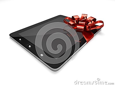 Tablet with ribbon Stock Photo