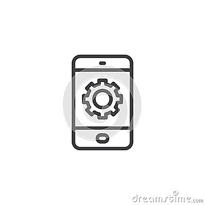 Tablet settings configuration outline icon Vector Illustration