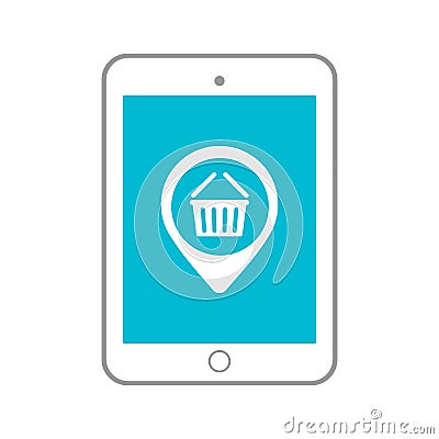 Tablet in shopping basket icon Vector Illustration