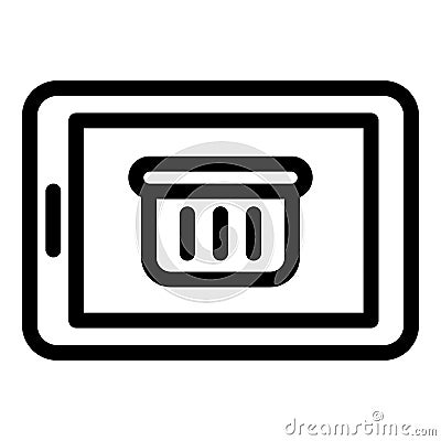 Tablet shopping icon, outline style Vector Illustration