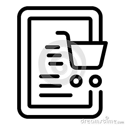 Tablet shopping marketing icon, outline style Vector Illustration