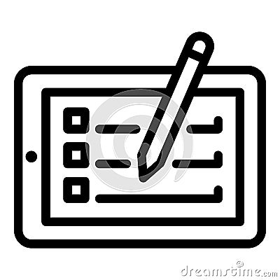 Tablet and stylus icon, outline style Vector Illustration