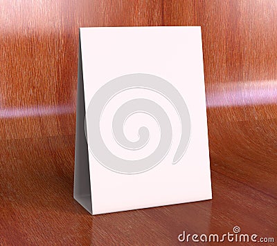 Tablet Tent Talkers Promotional Menu cards white blank Empty for mock up design and templates 3d rendering. Stock Photo