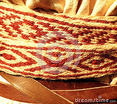 Tablet woven natural wool viking medieval belt Stock Photo