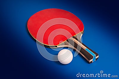 Tabletennis racket and ball Stock Photo