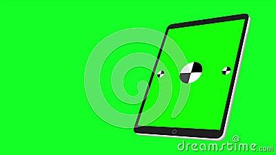 TabletPC turns on on green background. Easy customizable green screen. Computer generated image. Stock Photo