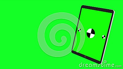 TabletPC turns on on green background. Easy customizable green screen. Computer generated image. Stock Photo