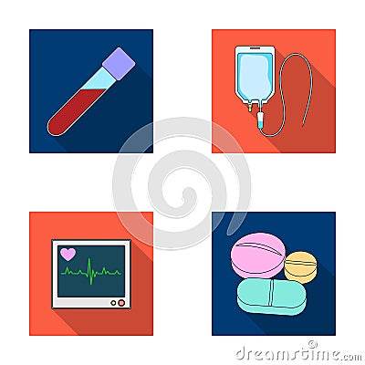 Tablets and other equipment.Medicine set collection icons in flat style vector symbol stock illustration web. Vector Illustration