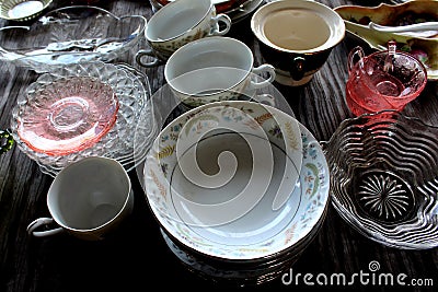 Tableware Bowls Cups Glasses Stock Photo