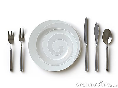 Tableware collection - push here Stock Photo