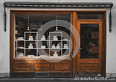 Tableware shop with a retro-styled window in Winterthur, Switzerland Editorial Stock Photo