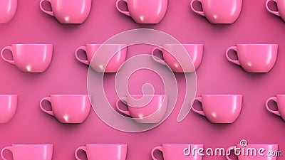 Tableware theme background. Pink mugs on pink background Stock Photo