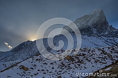 Taboche peak in Nepal Stock Photo