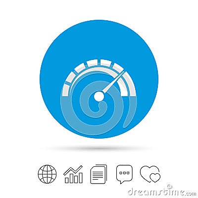 Tachometer sign icon. Revolution-counter symbol. Vector Illustration