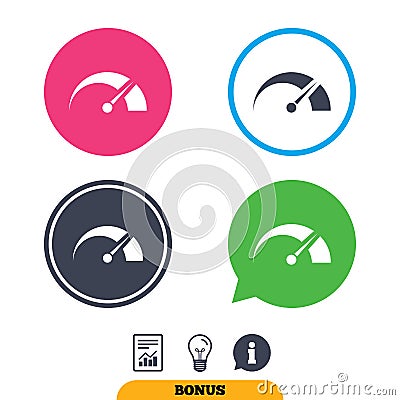 Tachometer sign icon. Revolution-counter symbol. Vector Illustration