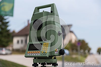 Surveying technology in construction - closeup Stock Photo
