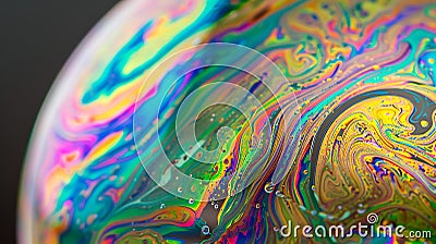 Tack-sharp photo of soap bubble surface, iridescent colors, macro view Cartoon Illustration