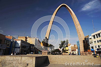 Tacna Peru Main square with historical Arc Editorial Stock Photo