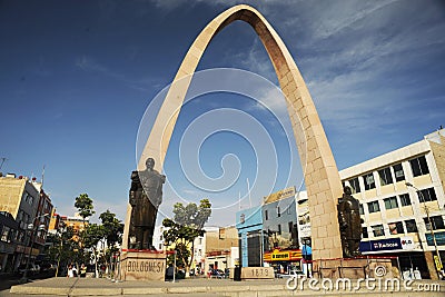 Tacna Peru Main square with historical Arc Editorial Stock Photo