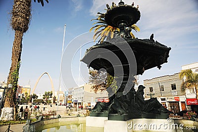 tacna peru , metal water fountain in the city Editorial Stock Photo