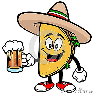 Taco with Beer Vector Illustration