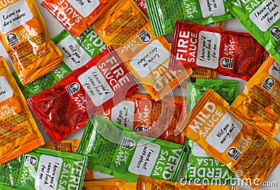 Taco Bell Sauces Editorial Stock Photo