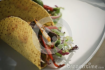 Taco close-up, zoomed, on a plate Stock Photo