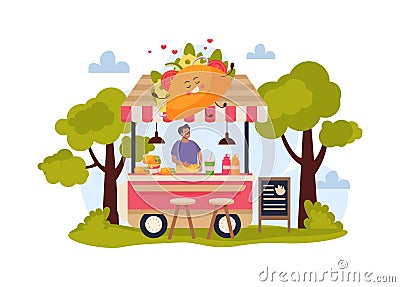 Taco Eatery Cartoon Background Vector Illustration