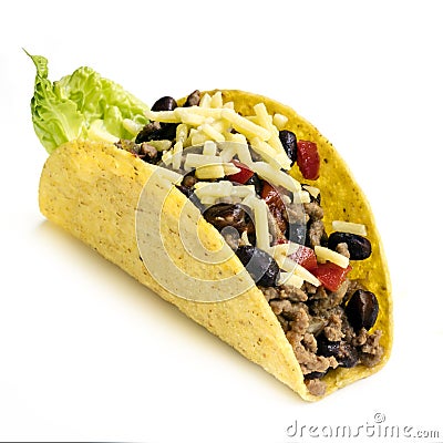 Taco Isolated on White Background Stock Photo