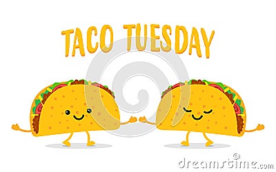 Taco Tuesday. Two funny tacos Vector Illustration