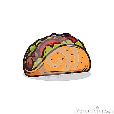 Taco vector illustration isolated on white background Vector Illustration