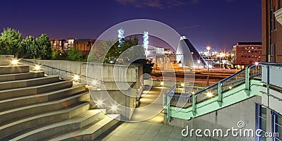 Tacoma city downtown with museum of glass and history. Stock Photo