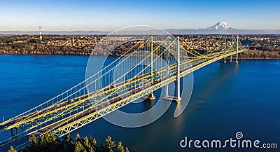 Tacoma Narrows Bridge in Washington State Stock Photo