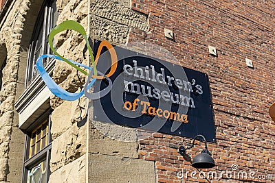 Tacoma, WA USA - circa August 2021: View of the exterior of the Children`s Museum of Tacoma on a sunny, cloudless day Editorial Stock Photo