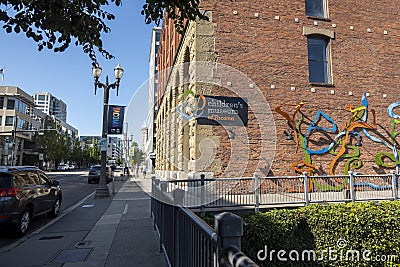 Tacoma, WA USA - circa August 2021: View of the exterior of the Children`s Museum of Tacoma on a sunny, cloudless day Editorial Stock Photo