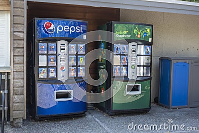 Tacoma, WA USA - circa August 2021: View of vending machines at the Point Defiance Zoo Editorial Stock Photo