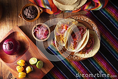 Tacos de Cochinita Flat Lay Stock Photo