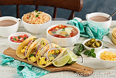 Tacos with eggs for breakfast Stock Photo