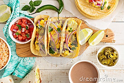 Tacos with eggs for breakfast Stock Photo