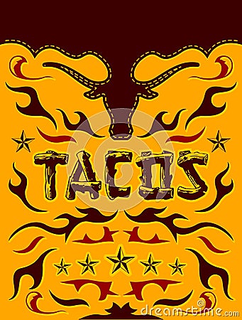 Tacos Menu with Bull concept Vector Illustration