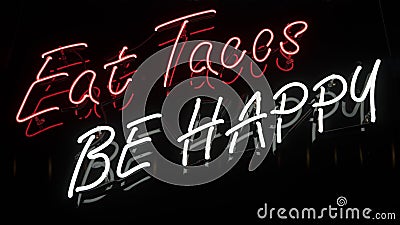 Tacos Neon Sign Stock Photo