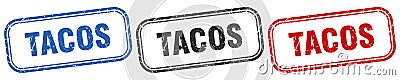 tacos square isolated sign set. tacos stamp. Vector Illustration