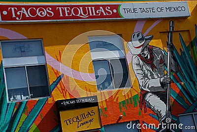 Tacos Tequilas, true taste of Mexico in Fitchburg, Ma Editorial Stock Photo