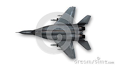 Tactical fighter jet, military aircraft, top view Stock Photo