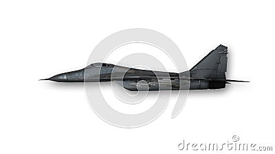 Tactical fighter jet, military aircraft on white background, side view Stock Photo