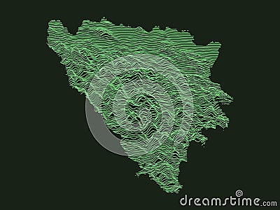 Relief Map of Bosnia and Herzegovina Vector Illustration