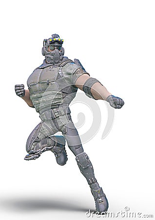 Tactical soldier cartoon super comic pose Cartoon Illustration