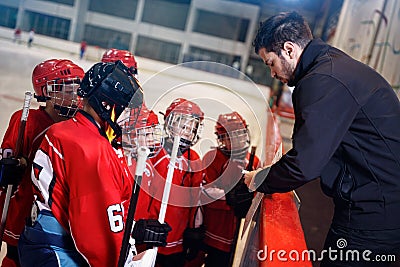 Tactics coach in game hockey in ice Stock Photo