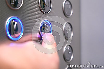 Tactile digit icons for the visually impaired. Elevator buttons. Voice notification sound for the blind. Selective focus close-up Stock Photo