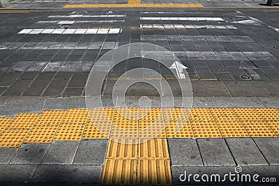 Tactile paving in Korea Stock Photo